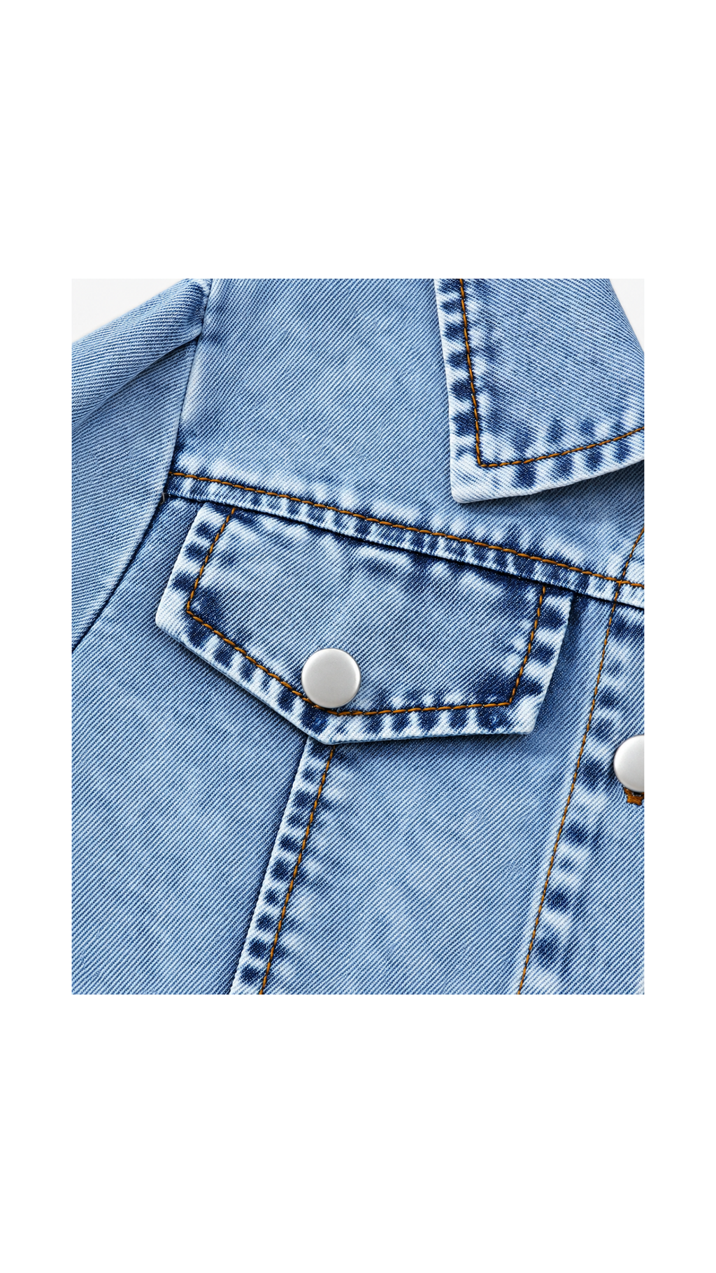 Bow-Detail Button-Front Denim Midi Girl's Dress
