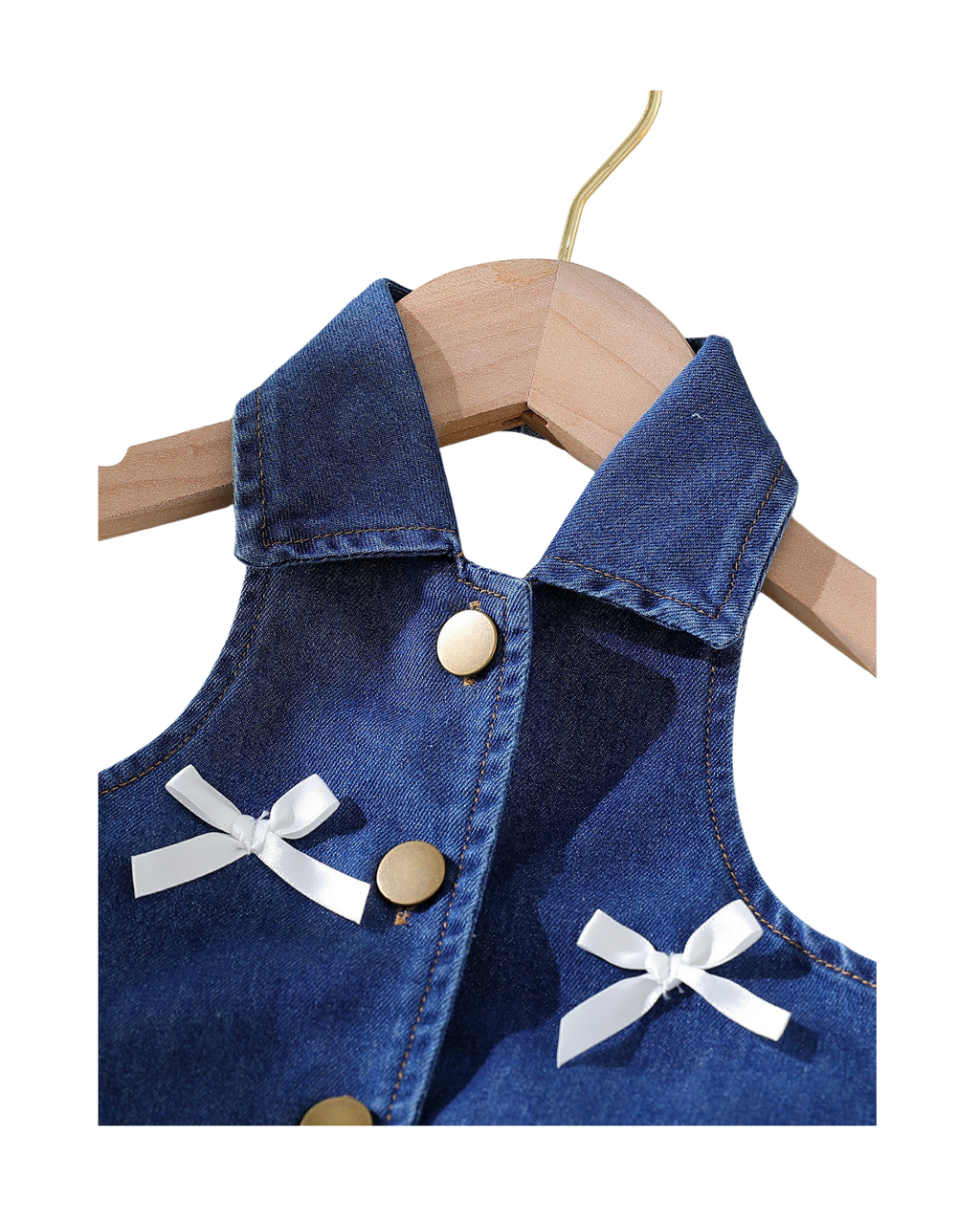 Girls Denim Halter Crop Top & Ruffled Layered Skirt Girl's Set