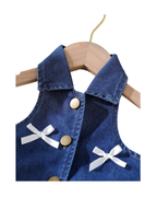 Girls Denim Halter Crop Top & Ruffled Layered Skirt Girl's Set