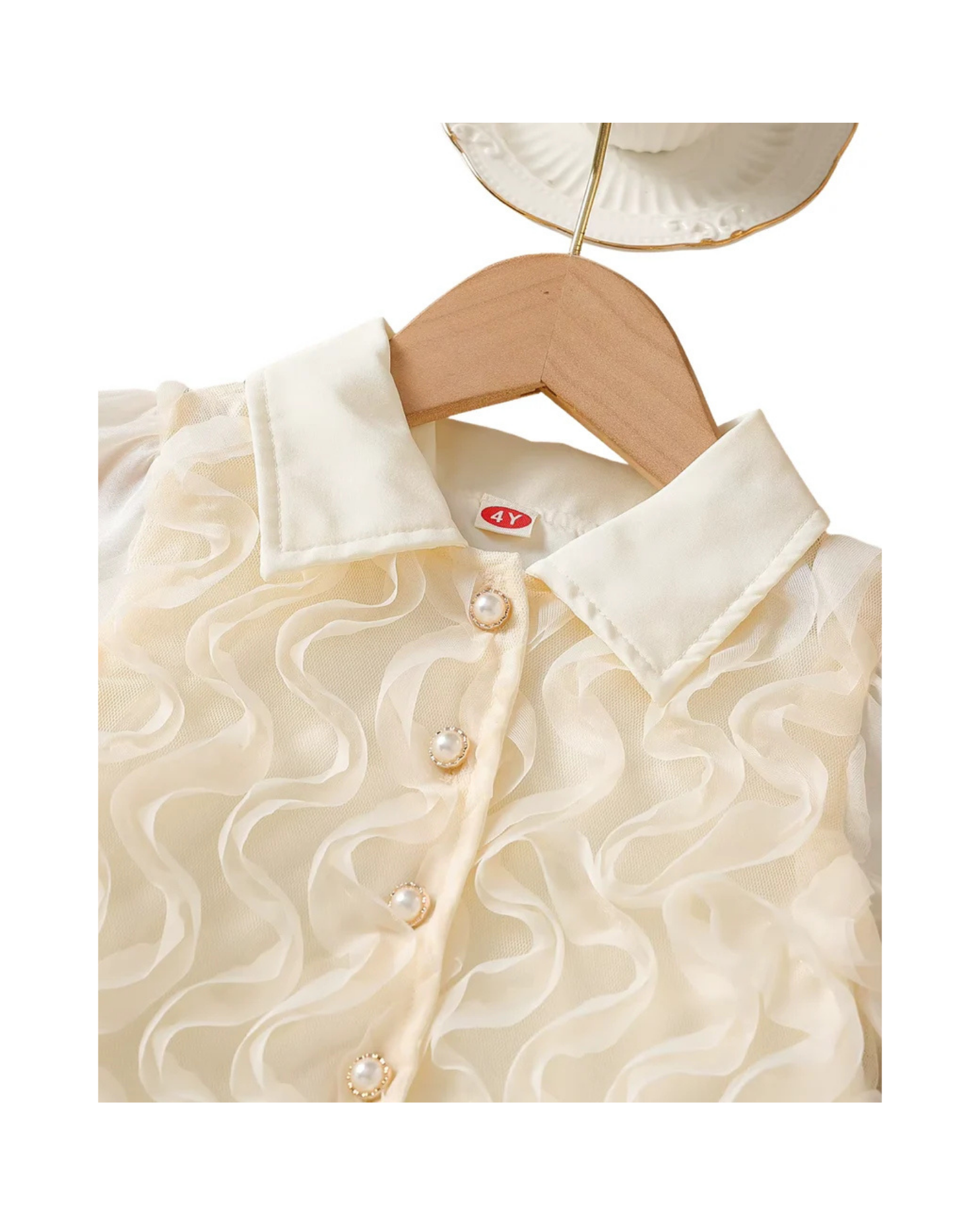 Ruffle Blouse & Beaded Denim Skirt Girl's Set