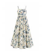 Botanical Print Bow-Front Beach Maxi Dress