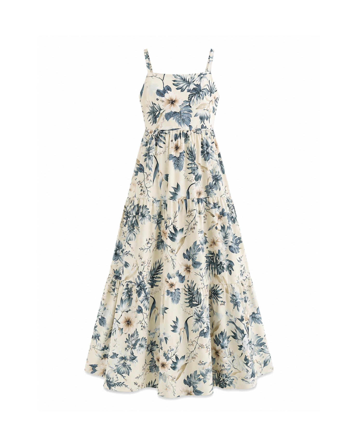 Botanical Print Bow-Front Beach Maxi Dress