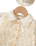 Ruffle Blouse & Beaded Denim Skirt Girl's Set