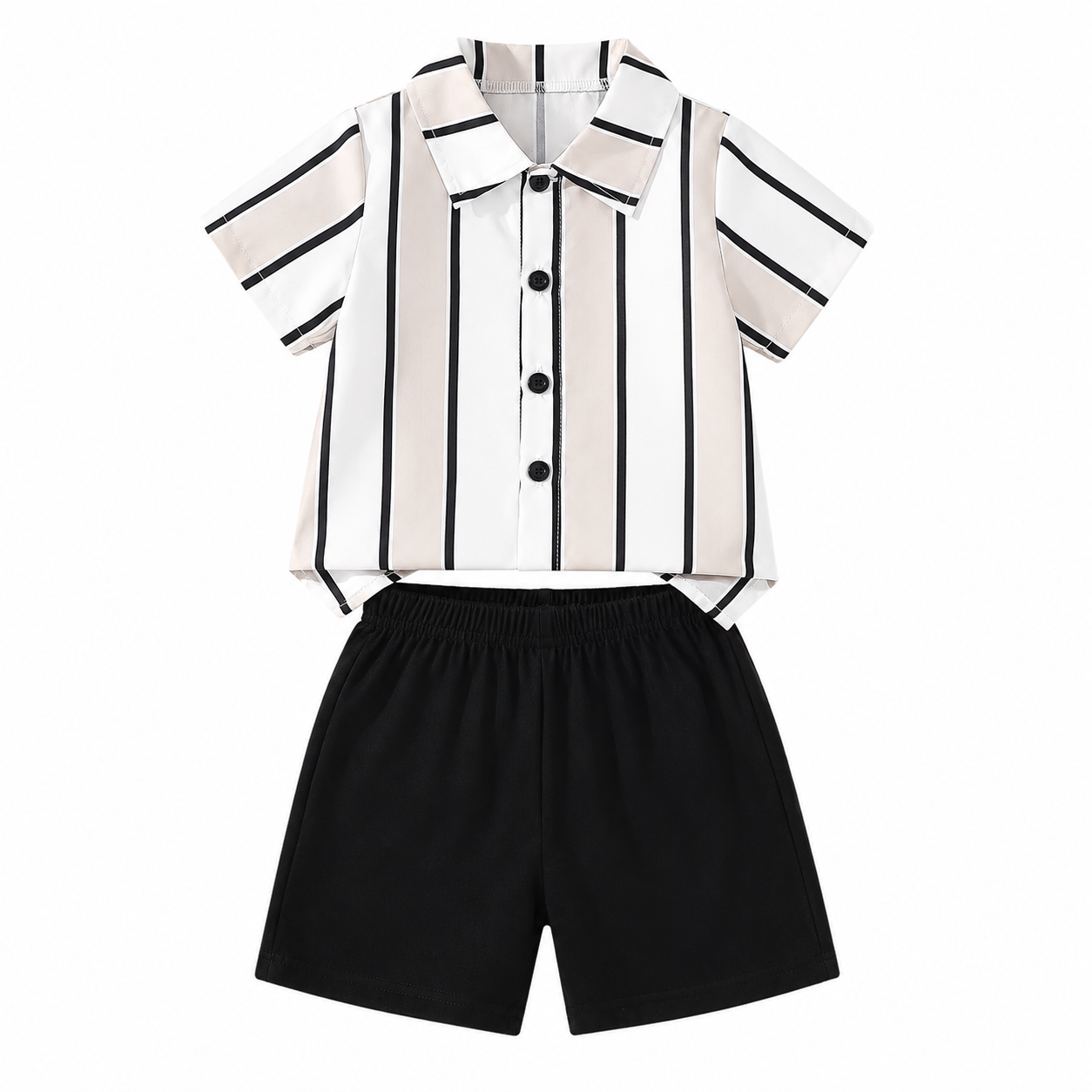 Striped Polo Shirt & Casual Shorts Boy's Set