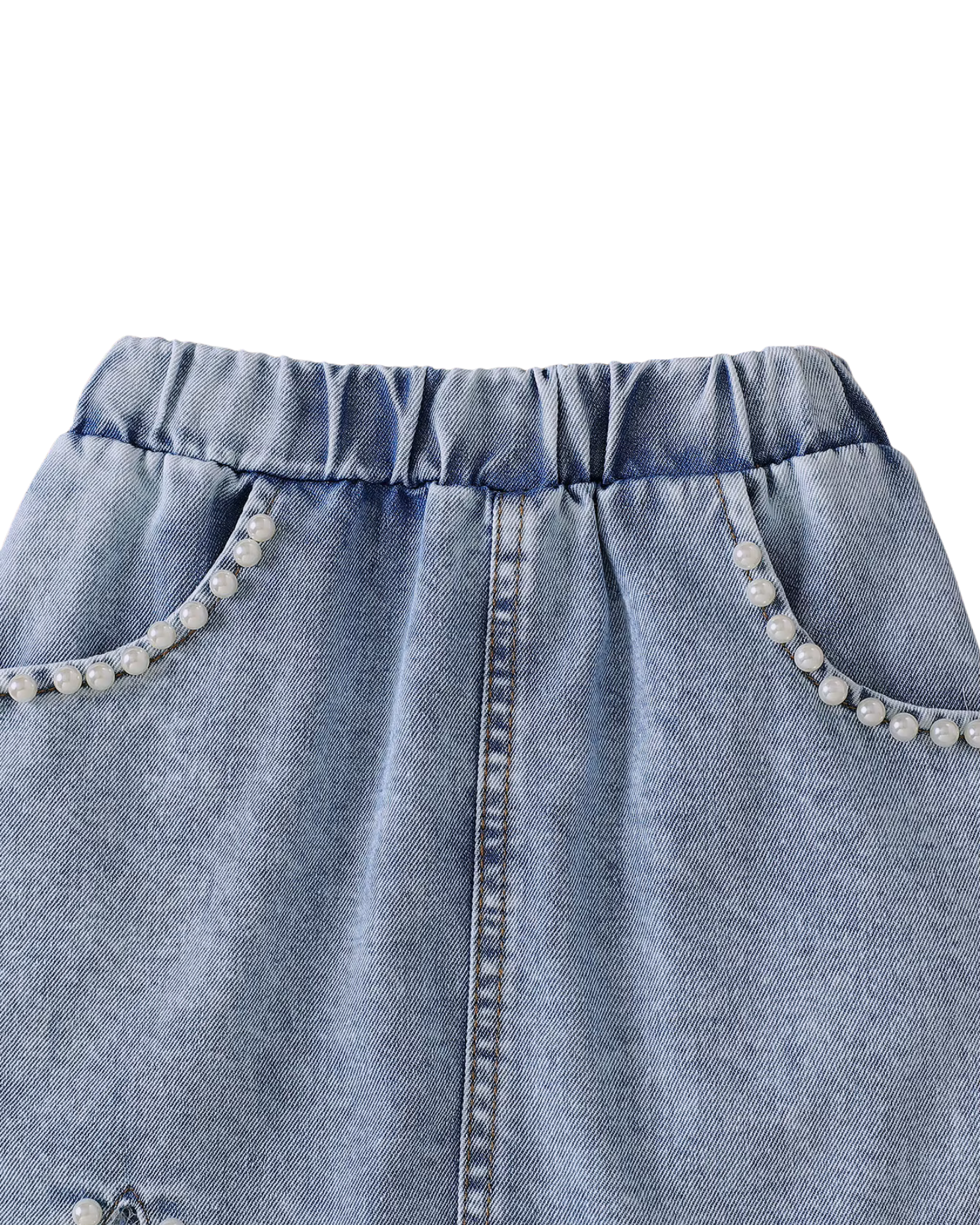 Ruffle Blouse & Beaded Denim Skirt Girl's Set