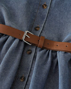 Classic Short-Sleeve Denim Shirt Dress