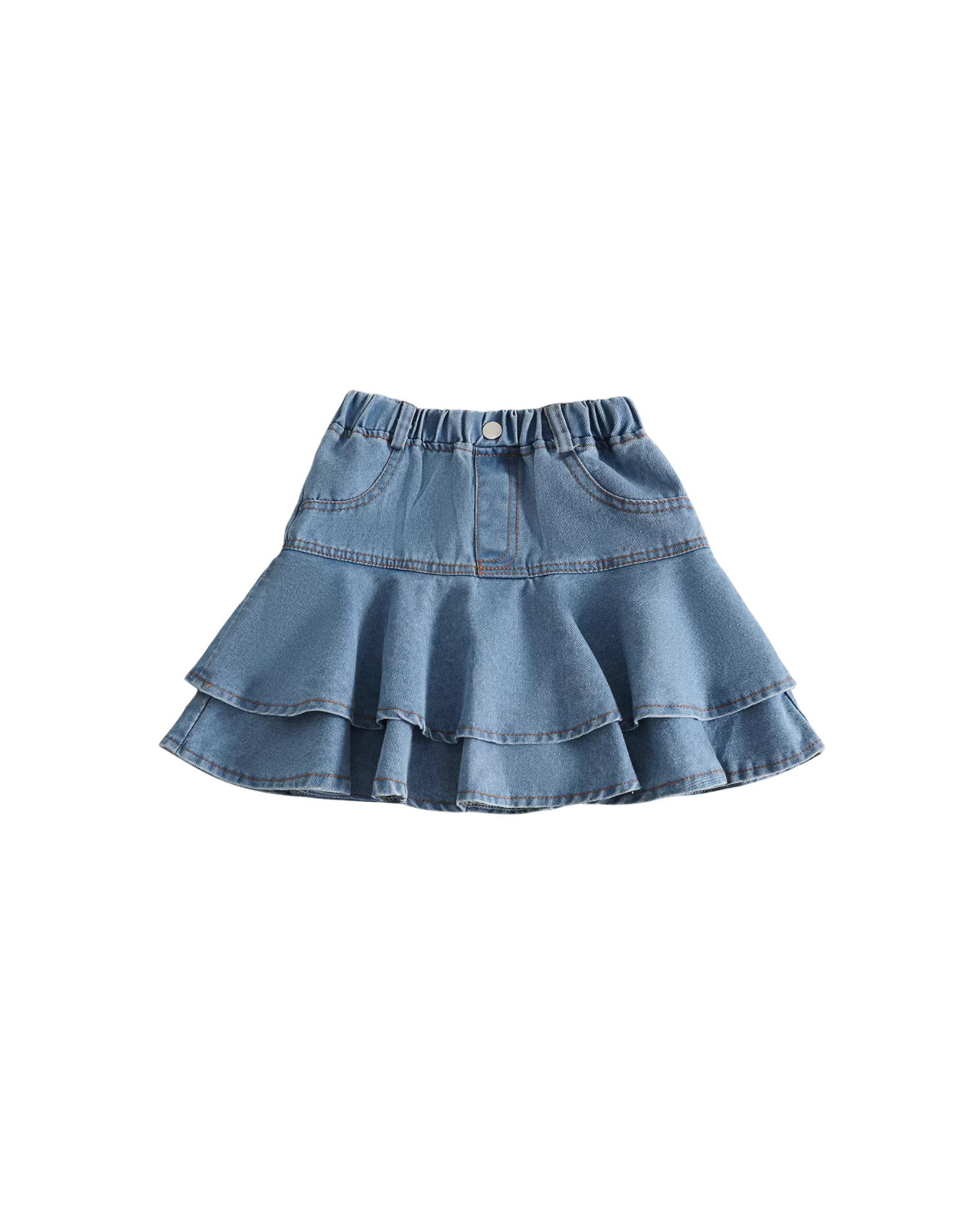 Girls Floral Tank Top & Ruffled Denim Skirt Girl's Set