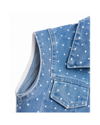 Girls’ White Tiered Dress & Polka-Dot Denim Vest Set