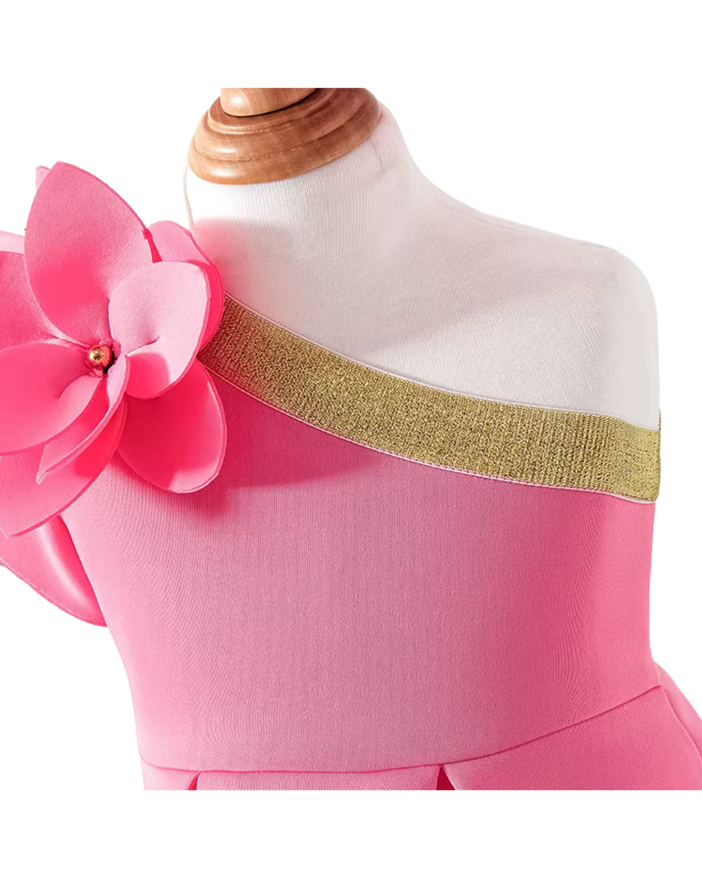 One-Shoulder Ruffle Flower & Headband Dress