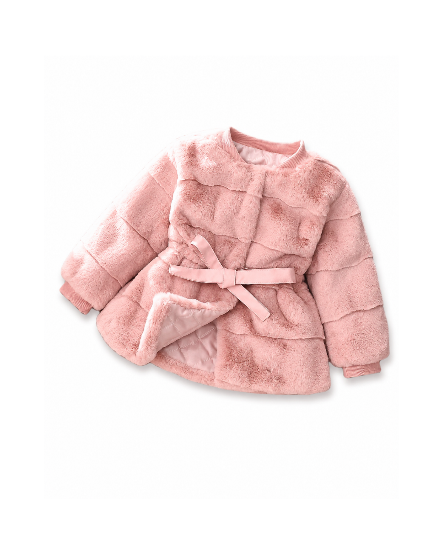 Luxe Faux-Fur Belted Girls Coat