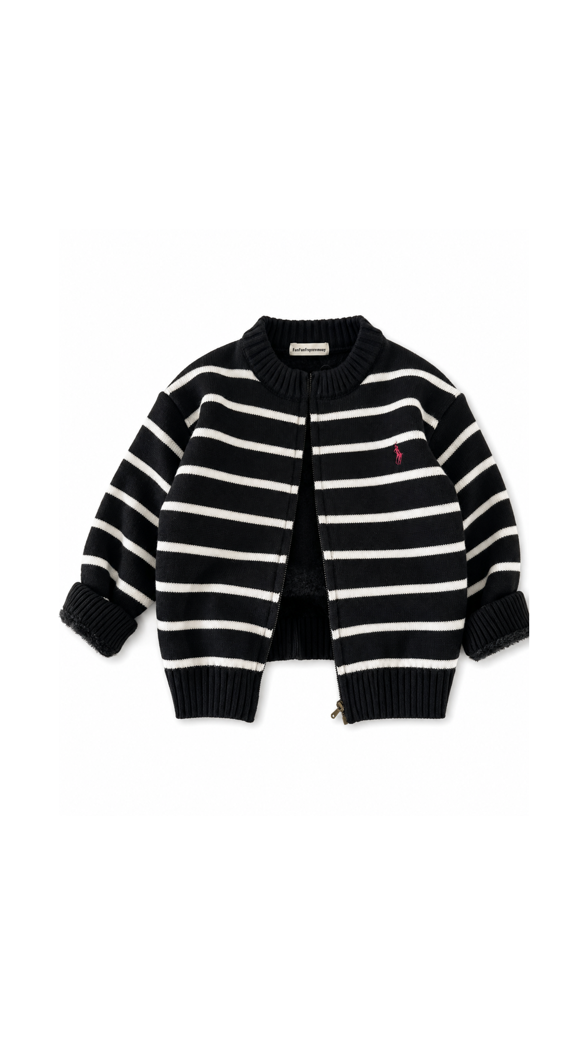 Sherpa-Lined Knitted Zip-Up Boy's Jacket