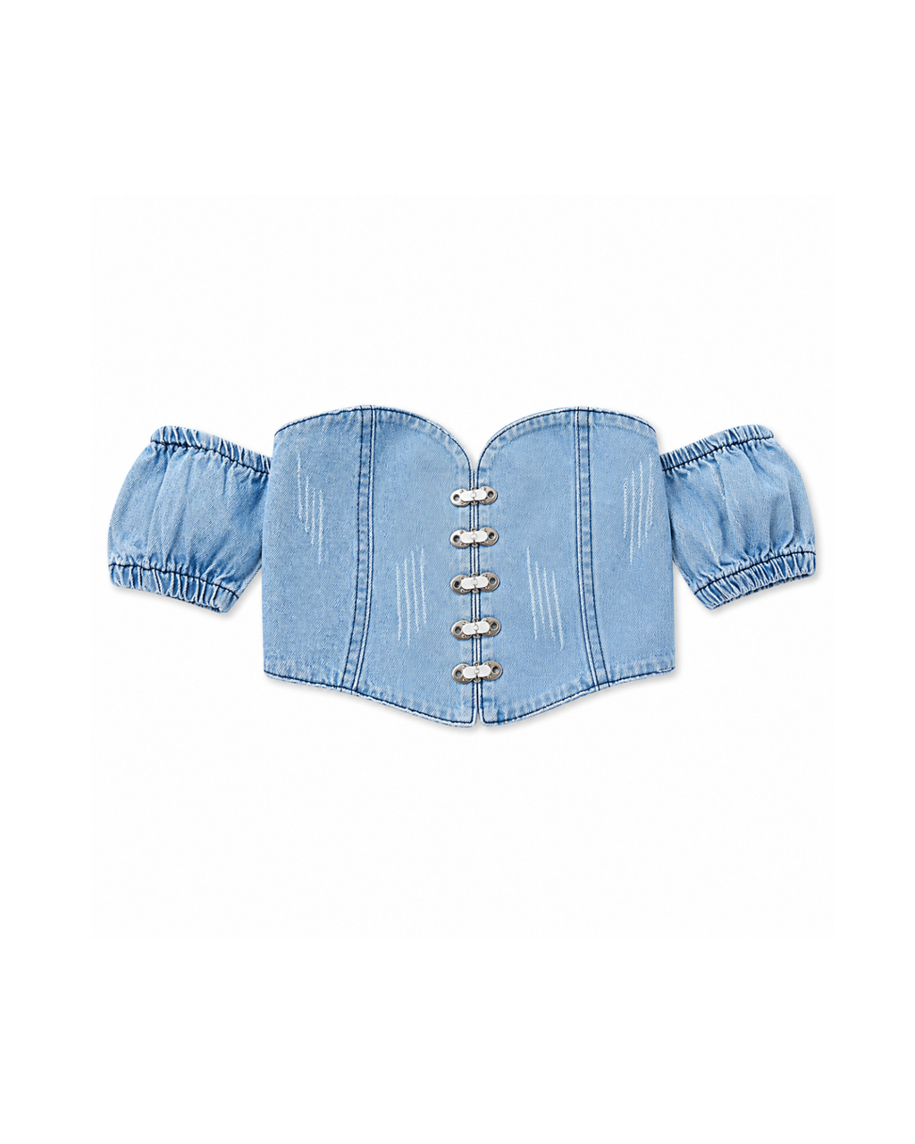 Off-Shoulder Denim Top & Distressed Wide-Leg Jeans  Girl's Set