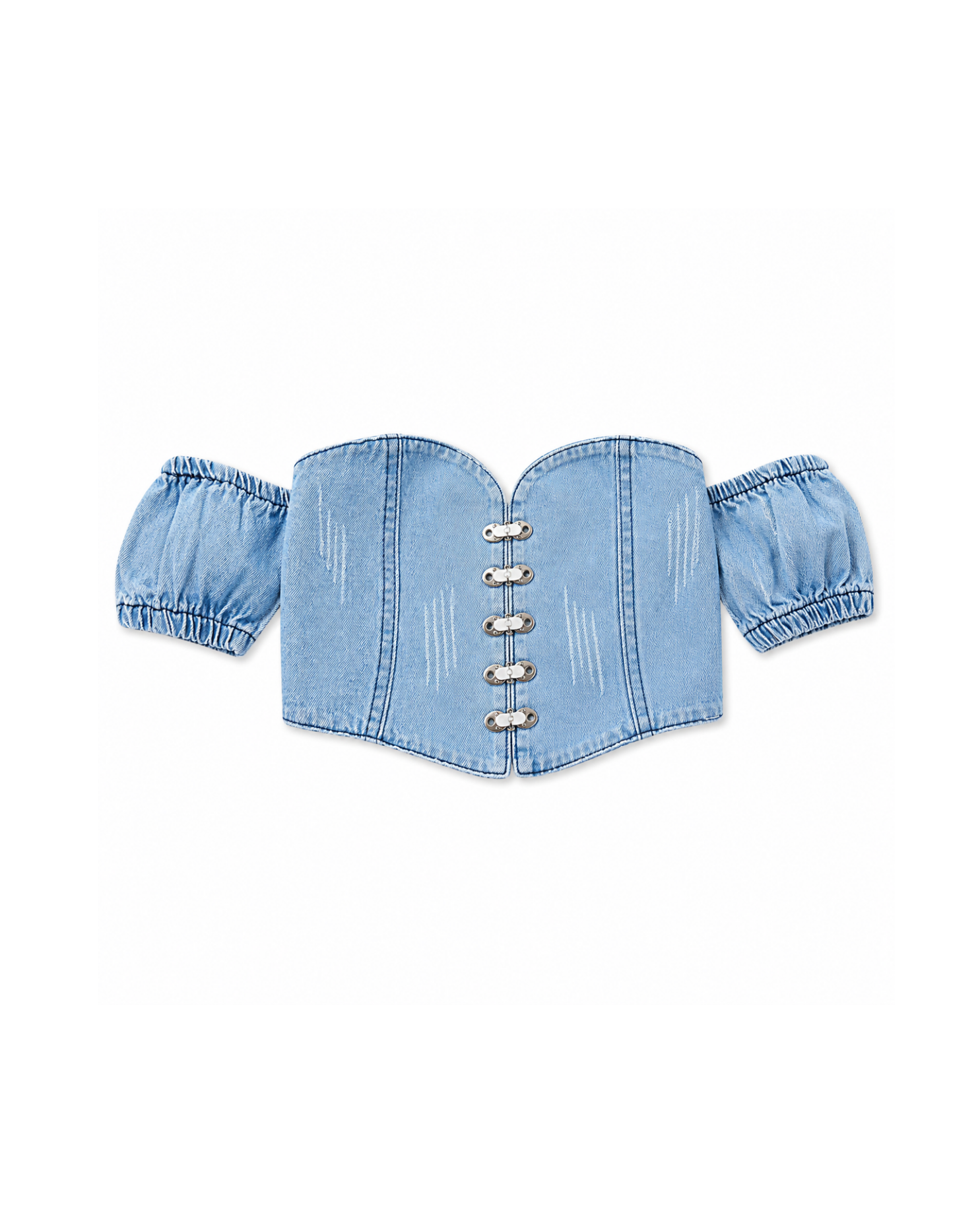 Off-Shoulder Denim Top & Distressed Wide-Leg Jeans  Girl's Set