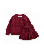 Pom-Pom Knit Sweater & Skirt Girls Set