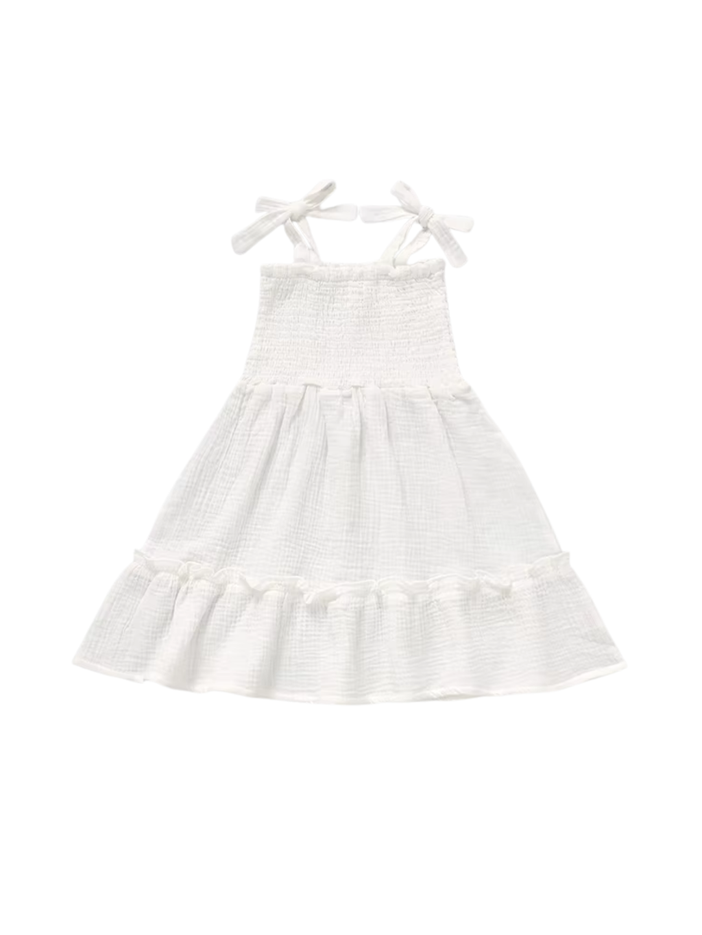 Smocked Bow-Strap Sundress Dress