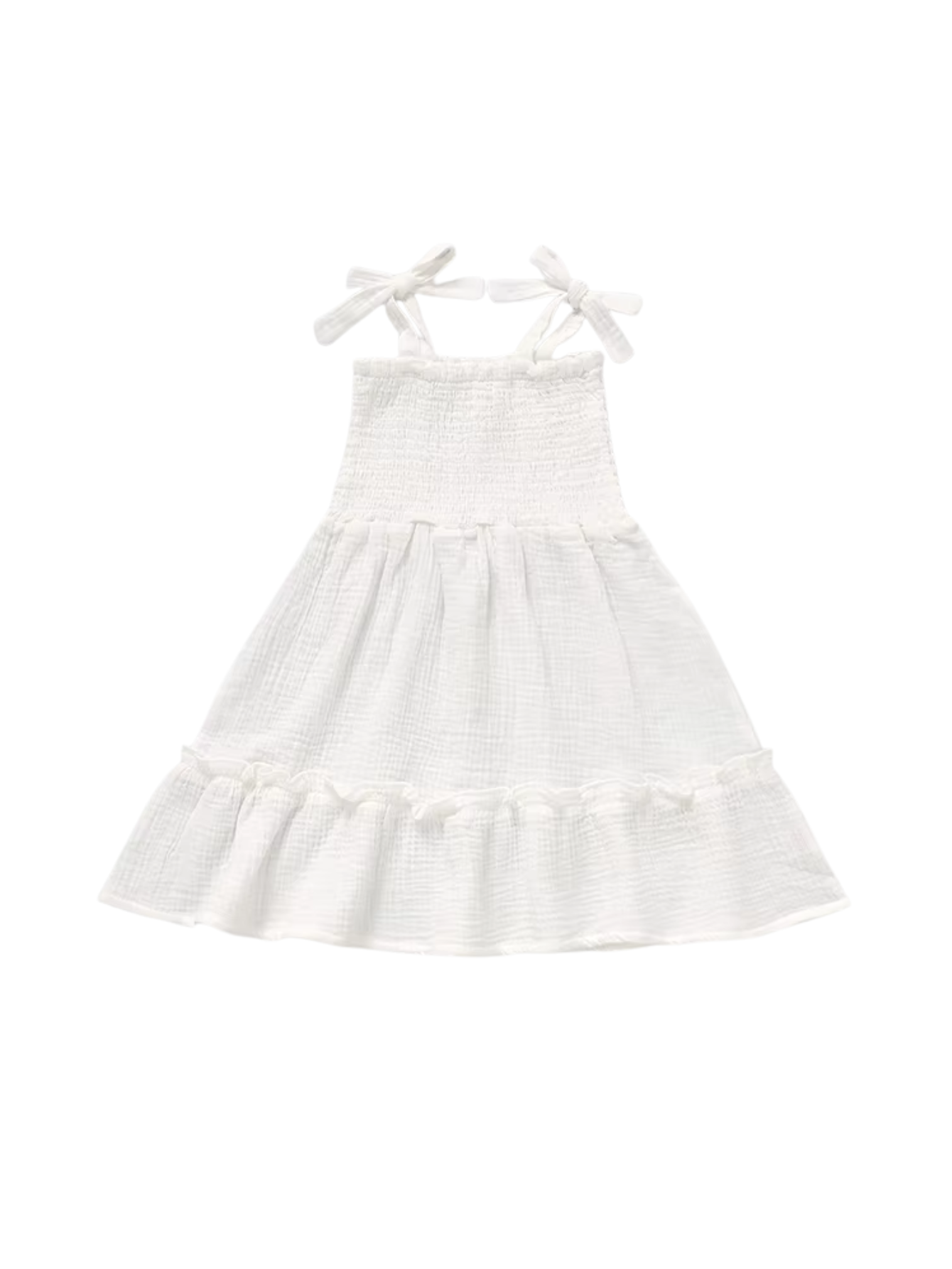 Smocked Bow-Strap Sundress Dress
