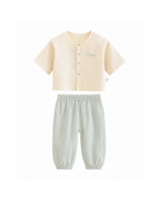 Lounge Set – Cute Puppy Graphic Button-Up Top & Trousers Boy's Set