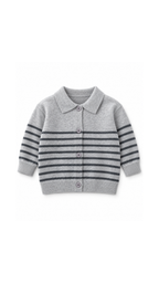 Striped Collared Button-Up Cardigan  Boy's Jacket