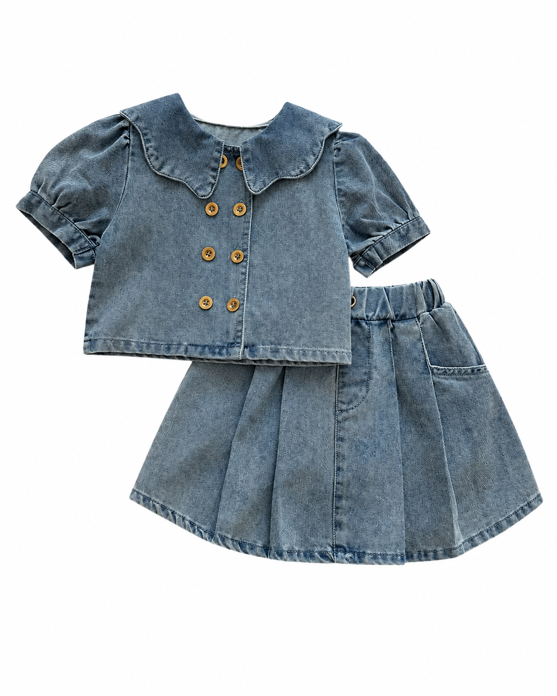 Button-Down Shirt & Skirt Denim Girl's Set
