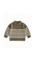 Striped Collared Button-Up Cardigan  Boy's Jacket