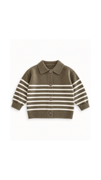 Striped Collared Button-Up Cardigan  Boy's Jacket