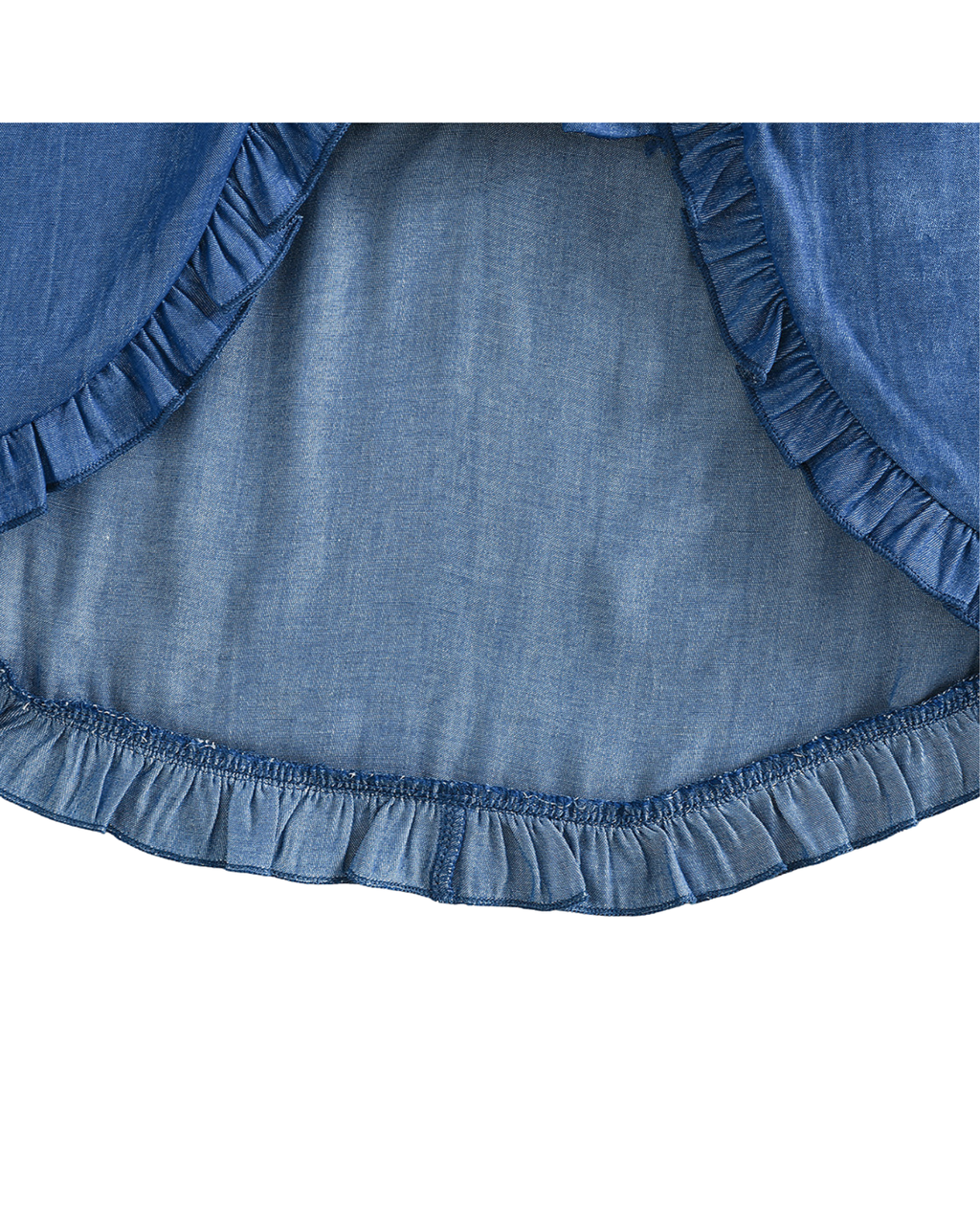 Girls Shoulder Crop Top & Ruffled Denim Skirt Girl's Set