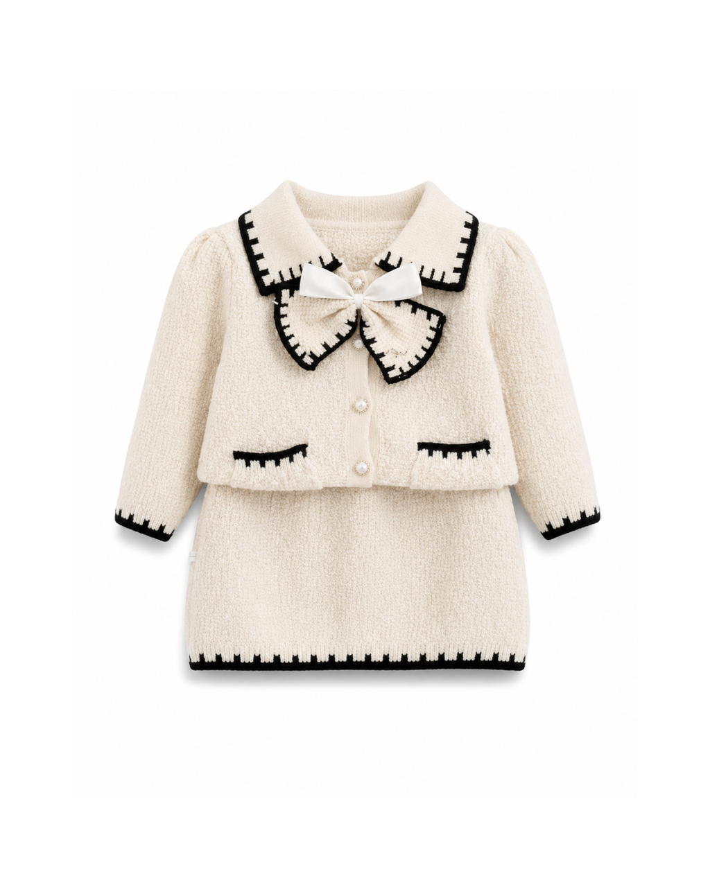 Bow-Detail Knitted Cardigan  Girl's Set