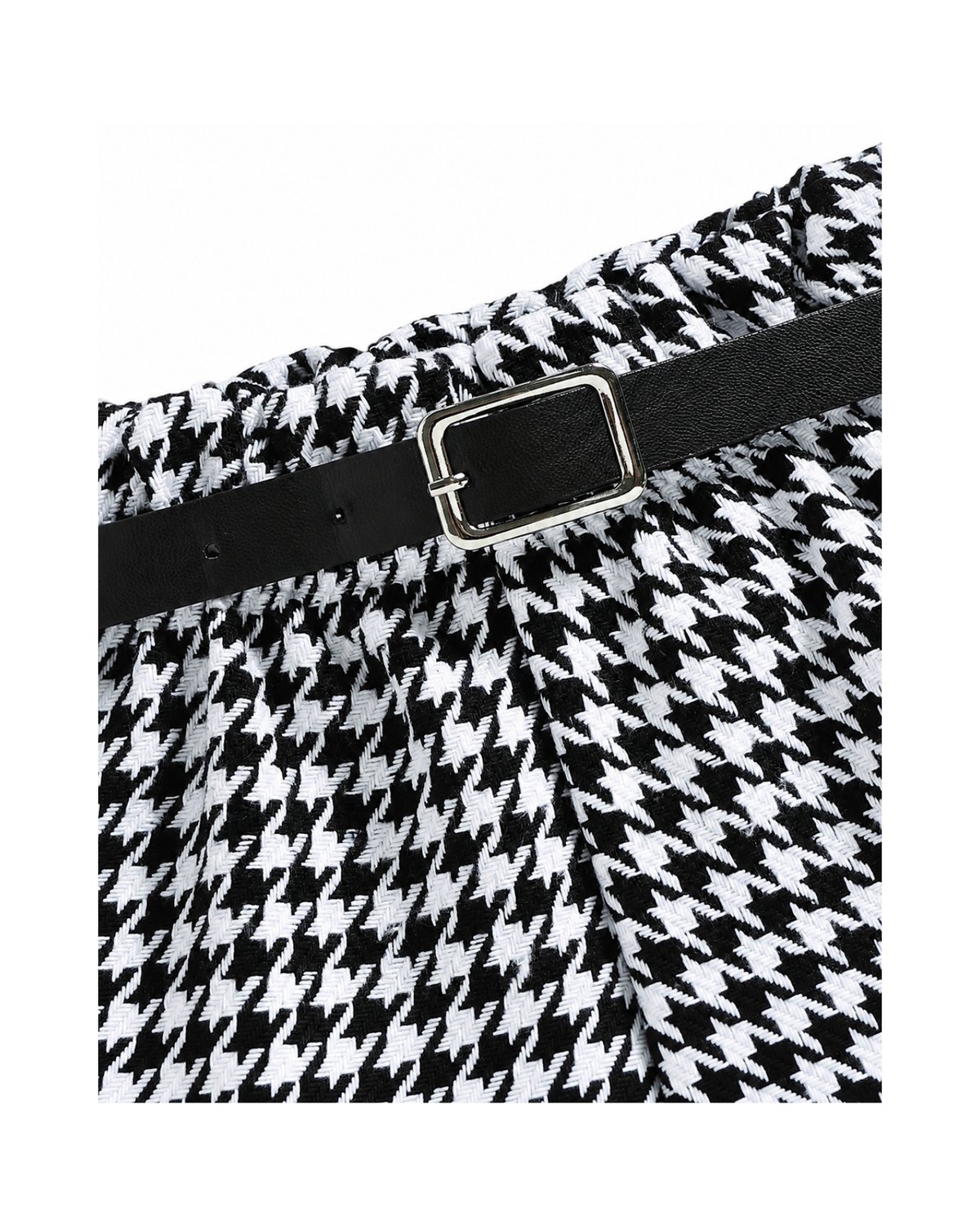 Ruffle Top & Houndstooth Belted Shorts Girl's Set