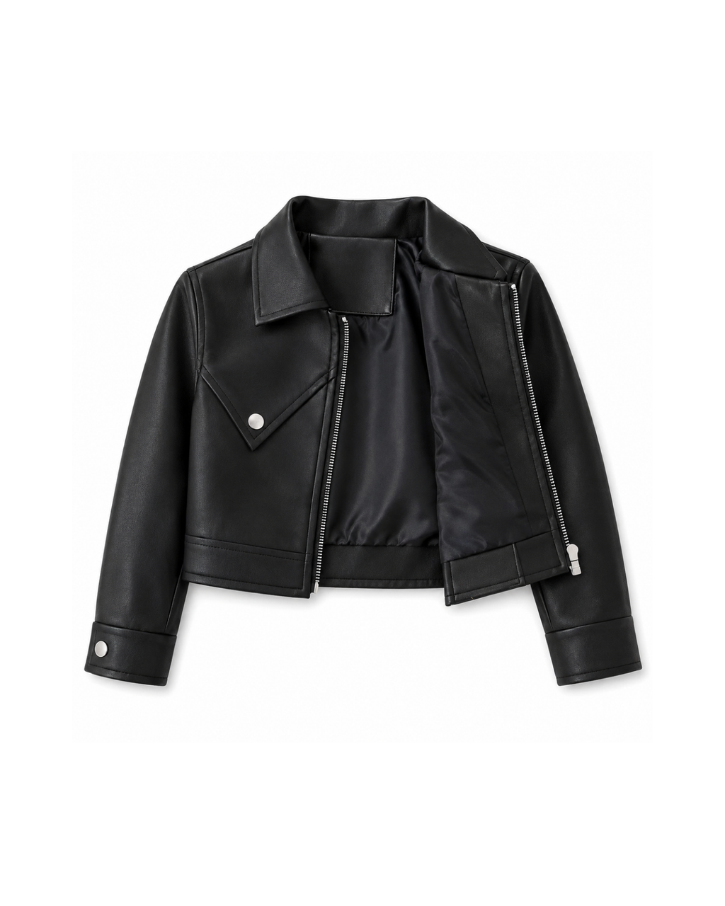 Faux Leather Moto & Pleated Skirt Girl's Set