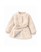 Luxe Faux-Fur Belted Girl's Coat