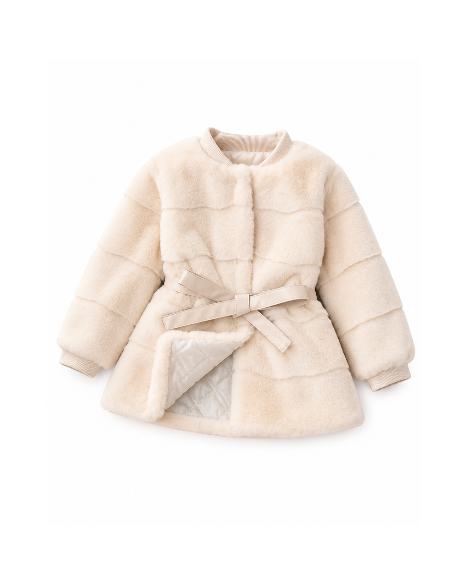 Luxe Faux-Fur Belted Girls Coat