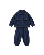 Patchwork T-Shirt & Denim Cargo Shorts Boy's Set