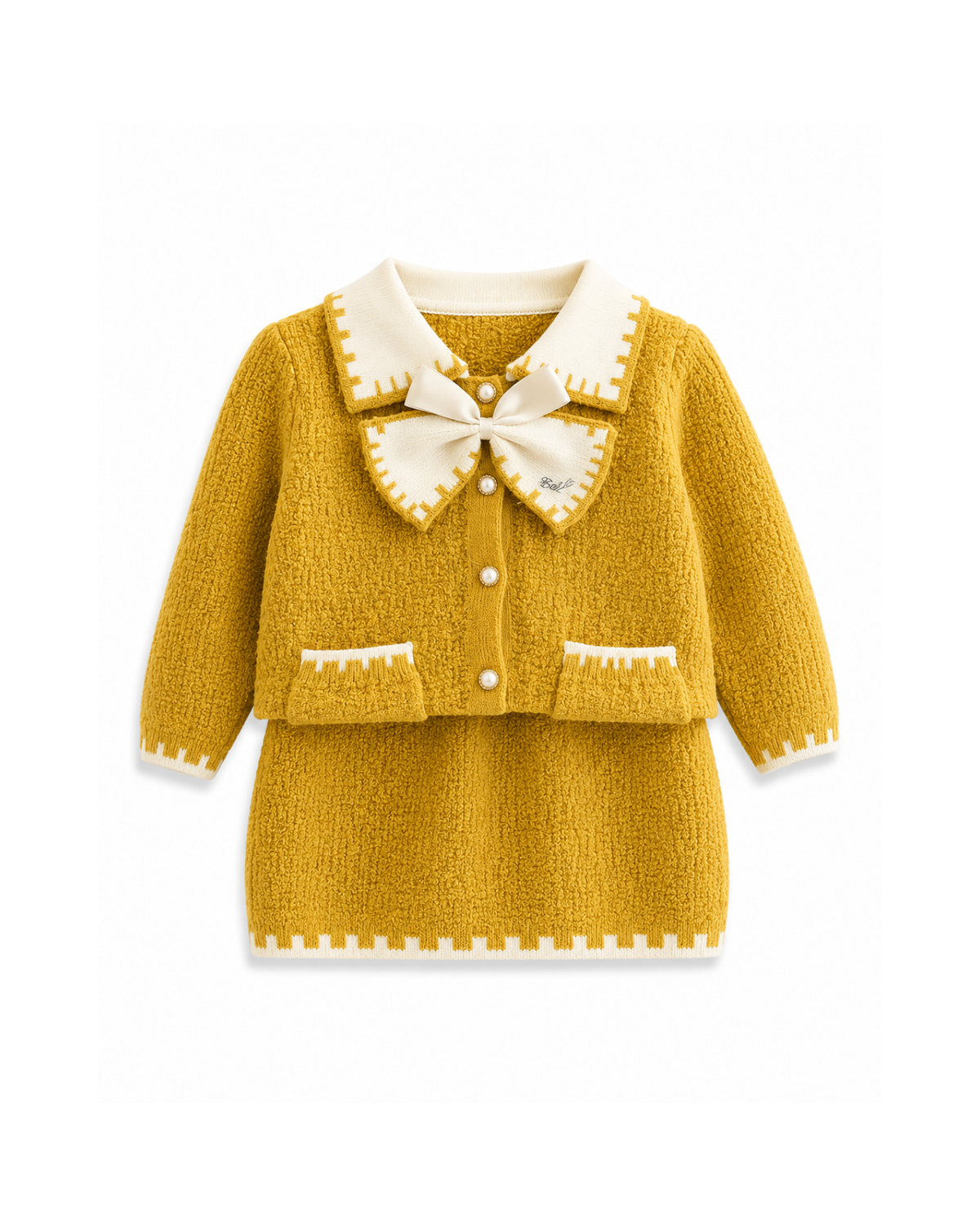 Bow-Detail Knitted Cardigan  Girl's Set