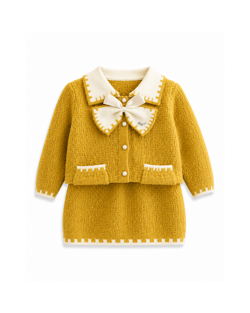 Bow-Detail Knitted Cardigan  Girl's Set