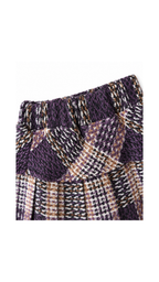 Fur-Collar Cable-Knit Cardigan & Plaid Skirt Girl's Set