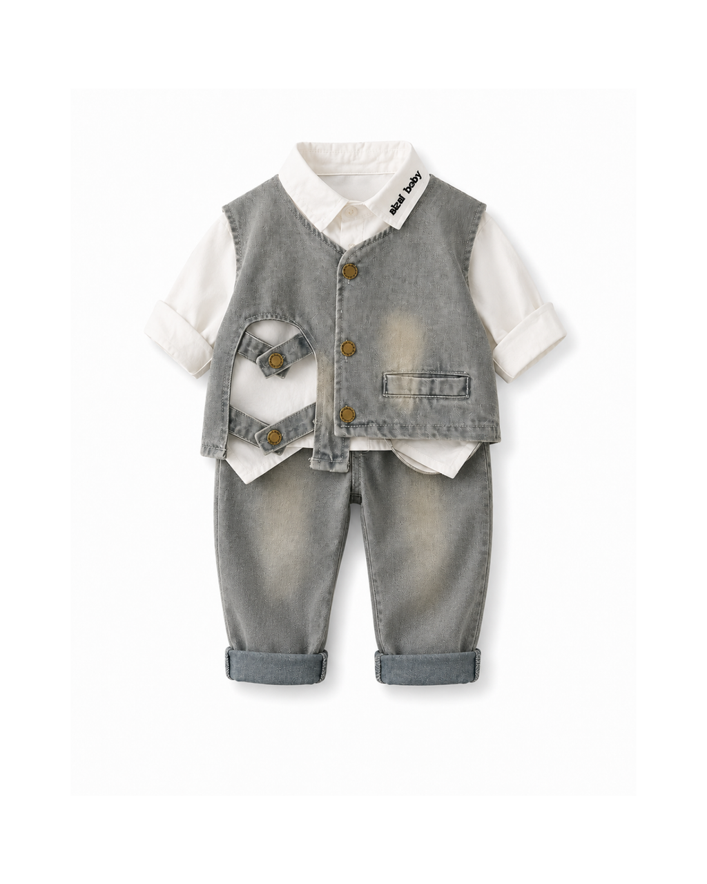 Denim Vest, Shirt & Jeans Three-Piece  Boy's Set