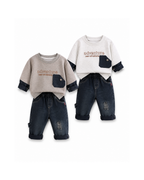 Adventure Layered Sweatshirt & Distressed Jeans Boy's Set