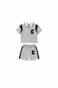 Letter-Patch Polo Shirt & Shorts Boy's Set