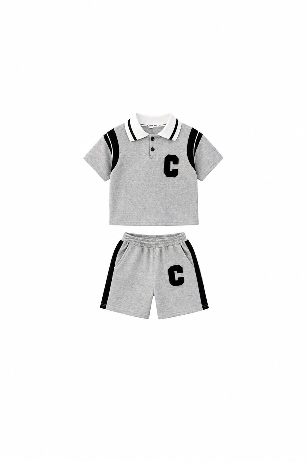 Letter-Patch Polo Shirt & Shorts Boy's Set
