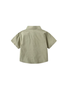 Short-Sleeve Cotton Button-Down  T-Shirt