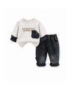 Adventure Layered Sweatshirt & Distressed Jeans Boy's Set