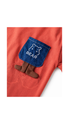 Bear Pocket T-Shirt & Patchwork Denim Shorts Boy's Set