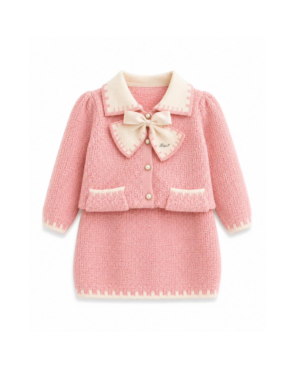 Bow-Detail Knitted Cardigan  Girl's Set