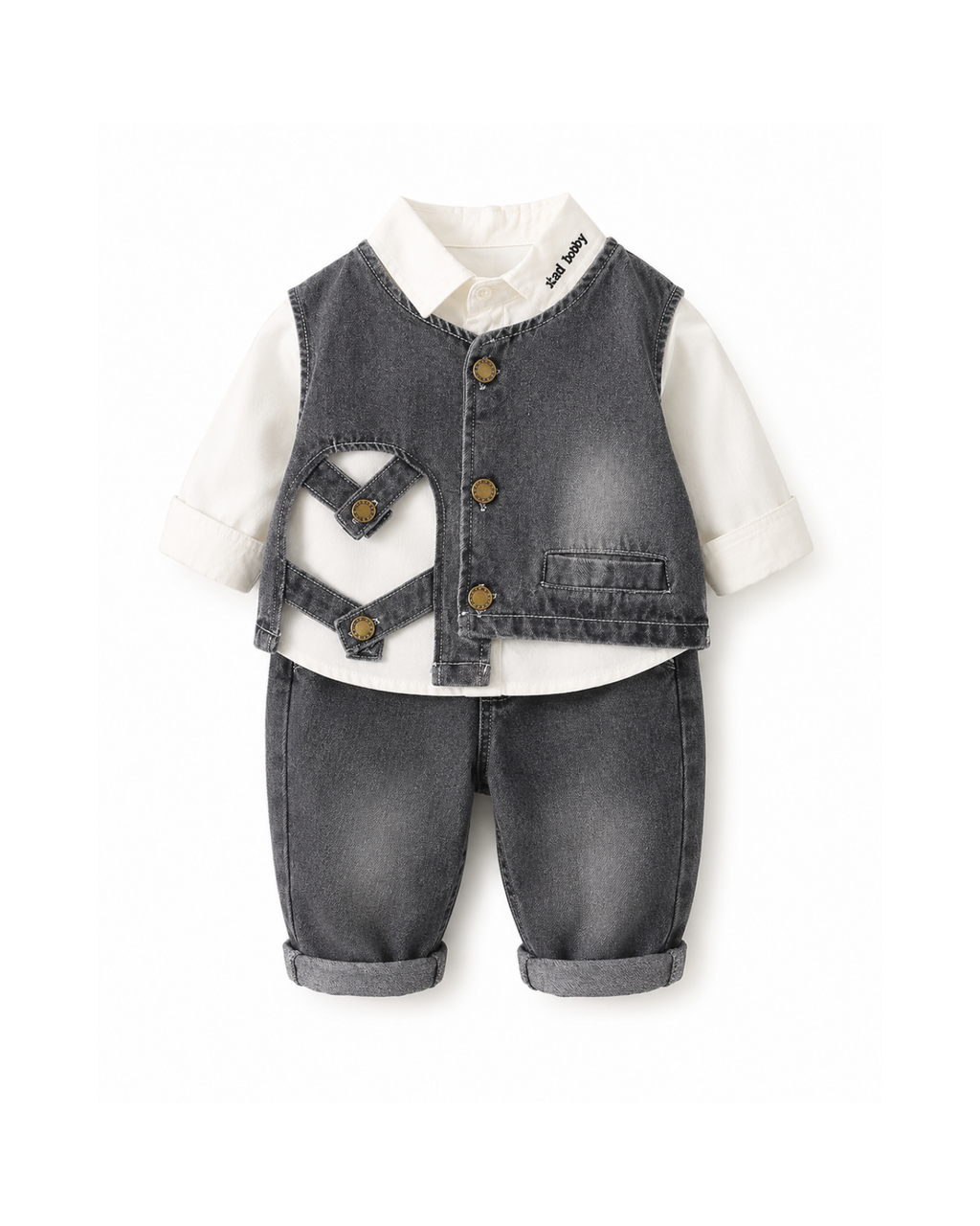 Denim Vest, Shirt & Jeans Three-Piece  Boy's Set