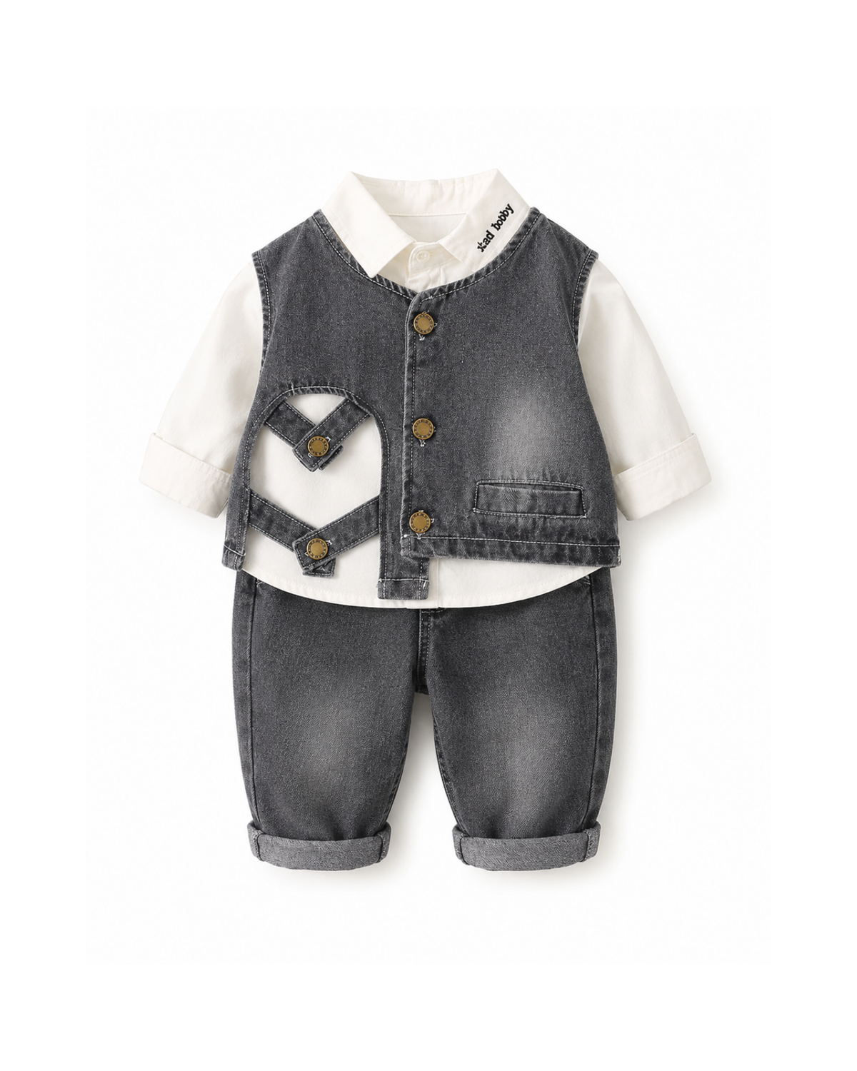 Denim Vest, Shirt & Jeans Three-Piece  Boy's Set