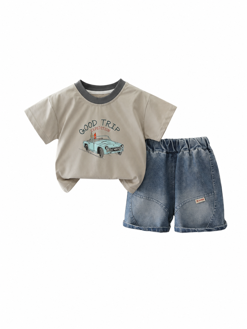 Graphic Tee & Denim Shorts Boy's Set