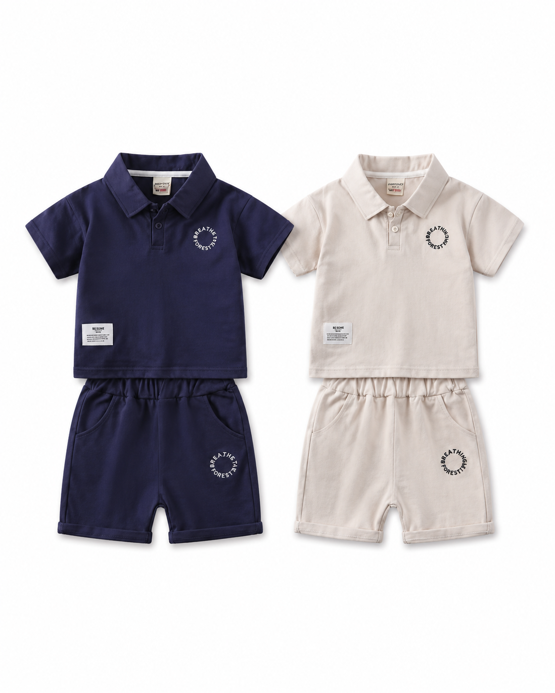 Breathe the Forest" Polo Shirt & Shorts Boy's Set