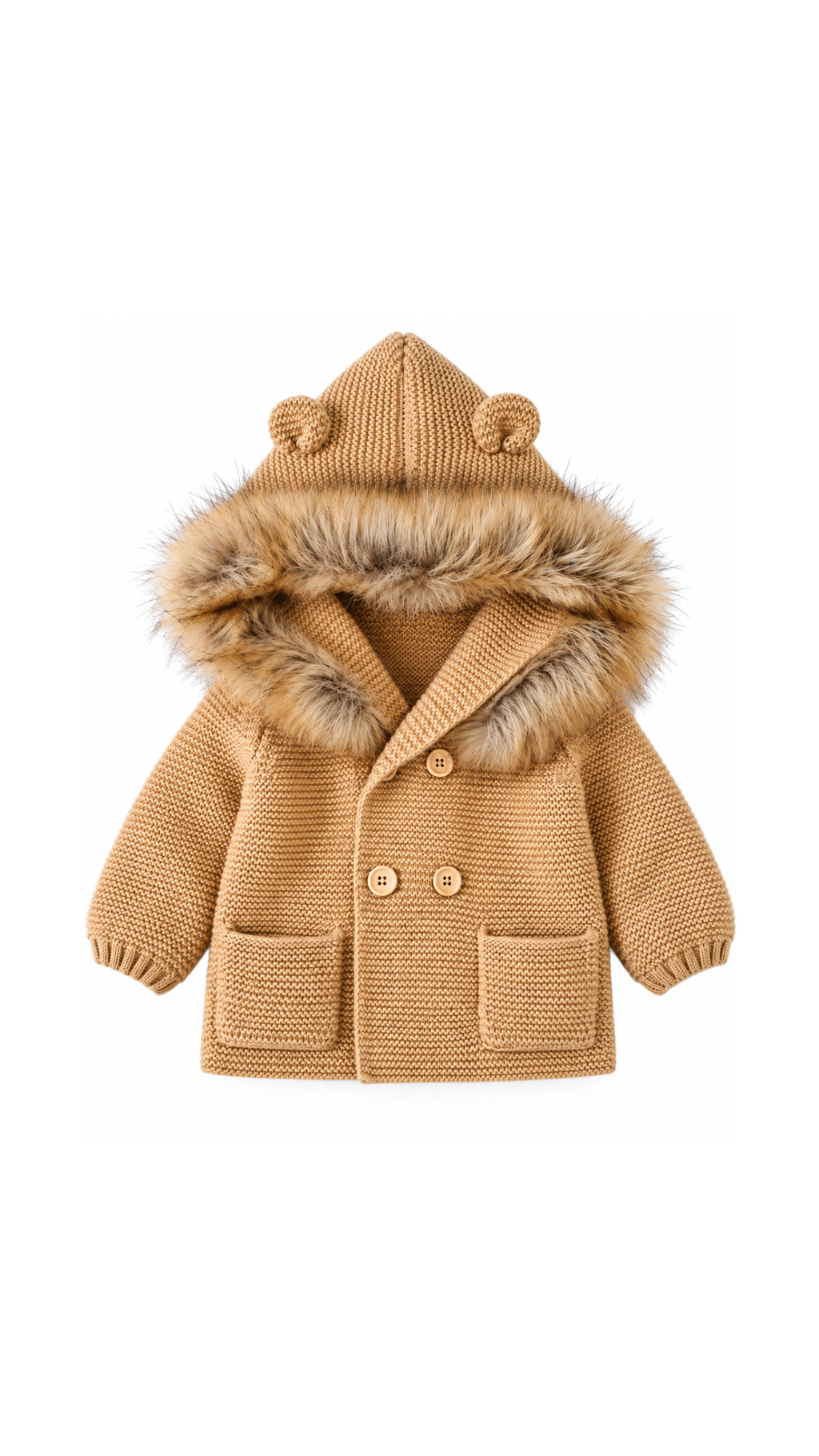 Baby Faux Fur Hooded Knit Coat Boy's coats