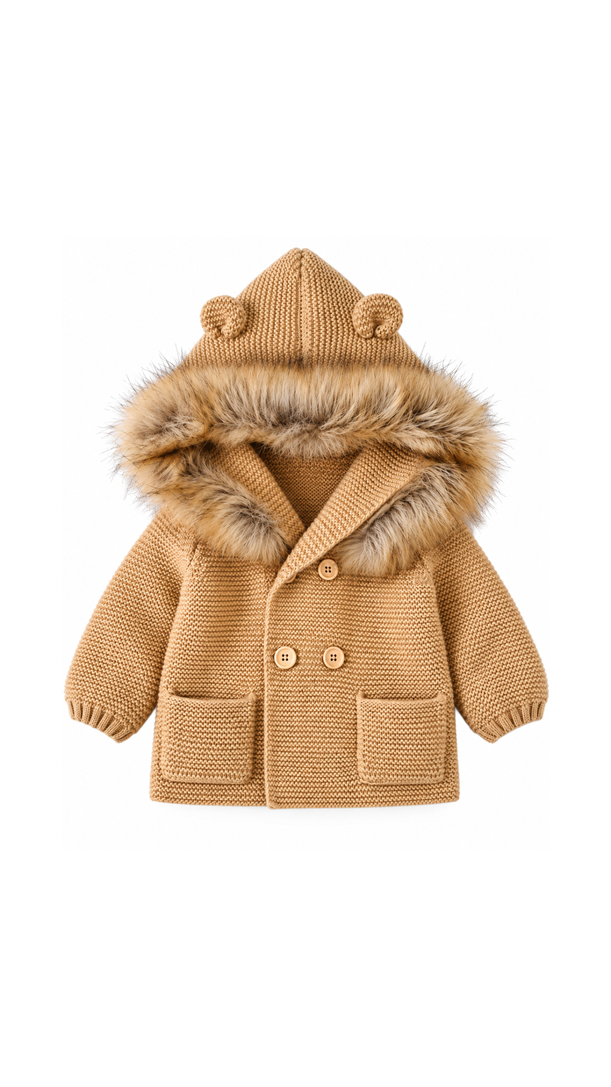 Baby Faux Fur Hooded Knit Coat Boy's coats