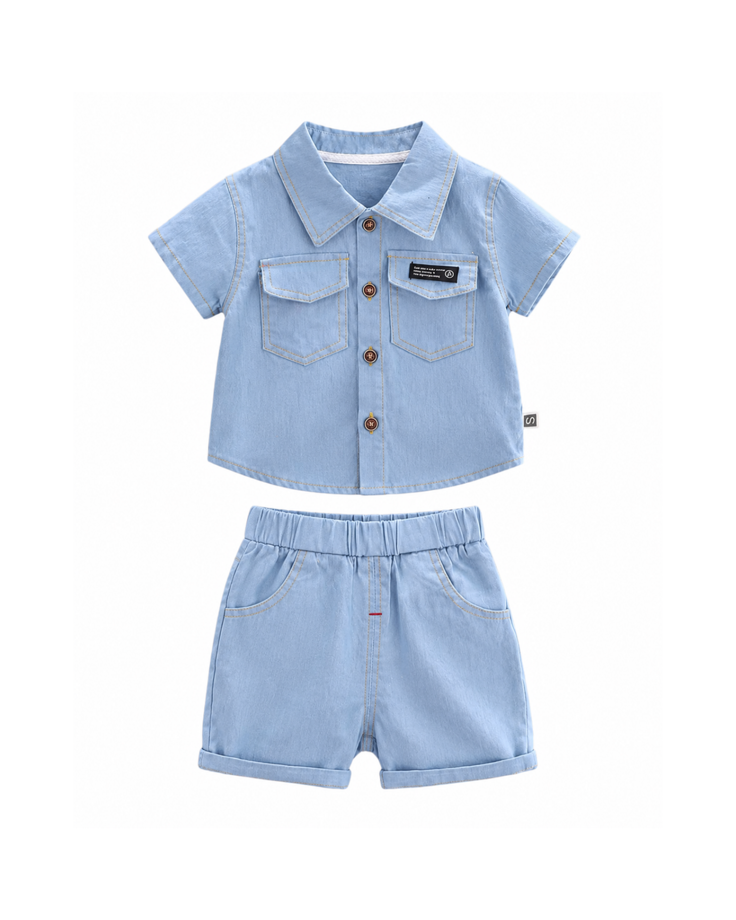 Classic Denim Shirt & Shorts Boy's Set